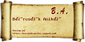 Börcsök Anikó névjegykártya